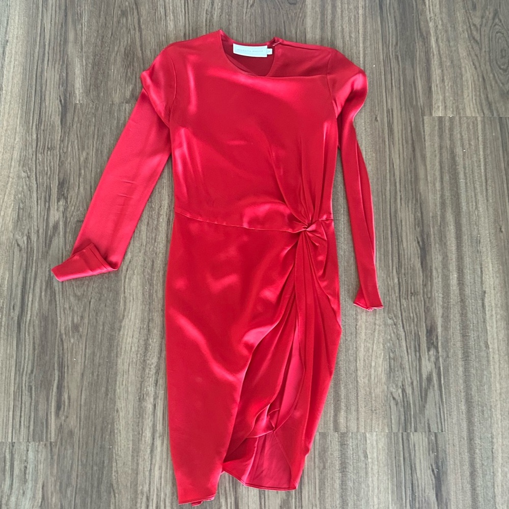 Chic Red Long Sleeve Mini Dress - Picture 6 of 8